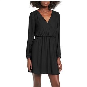 Lush Surplice Black Dress
